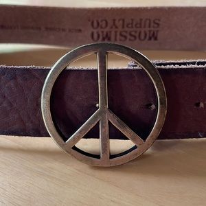 Groovy peace sign leather belt